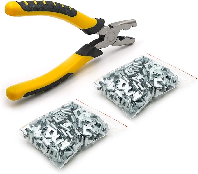 Svauoumu Wire Cage Buckle Clips Pliers Kit, 600 Buckle Clamps, Used for