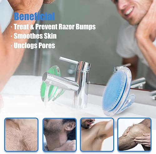 Miniatura 7 de Cepillo exfoliante, exfoliante corporal con cerdas de silicona para tratar y prevenir golpes de maquinilla de afeitar y pelos encarnados, cepillo de