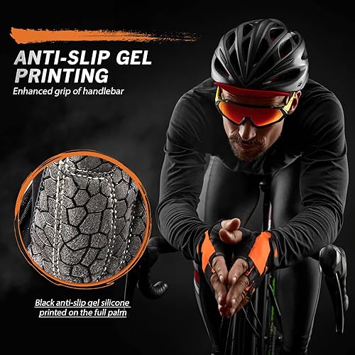 Miniatura 5 de Guantes de bicicleta para hombres y mujeres con almohadilla antideslizante que absorbe los golpes, guantes de ciclismo ligeros de medio dedo