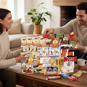 Biscuits Gift Set |40x Individually Wrapped Luxury Biscuits Hamper |Grandma Wilds Ginger Shortbread Foxes Biscotti Italian | Food Hamper| Birthday, Christmas, Gifts for Women Men Kids Family New Home