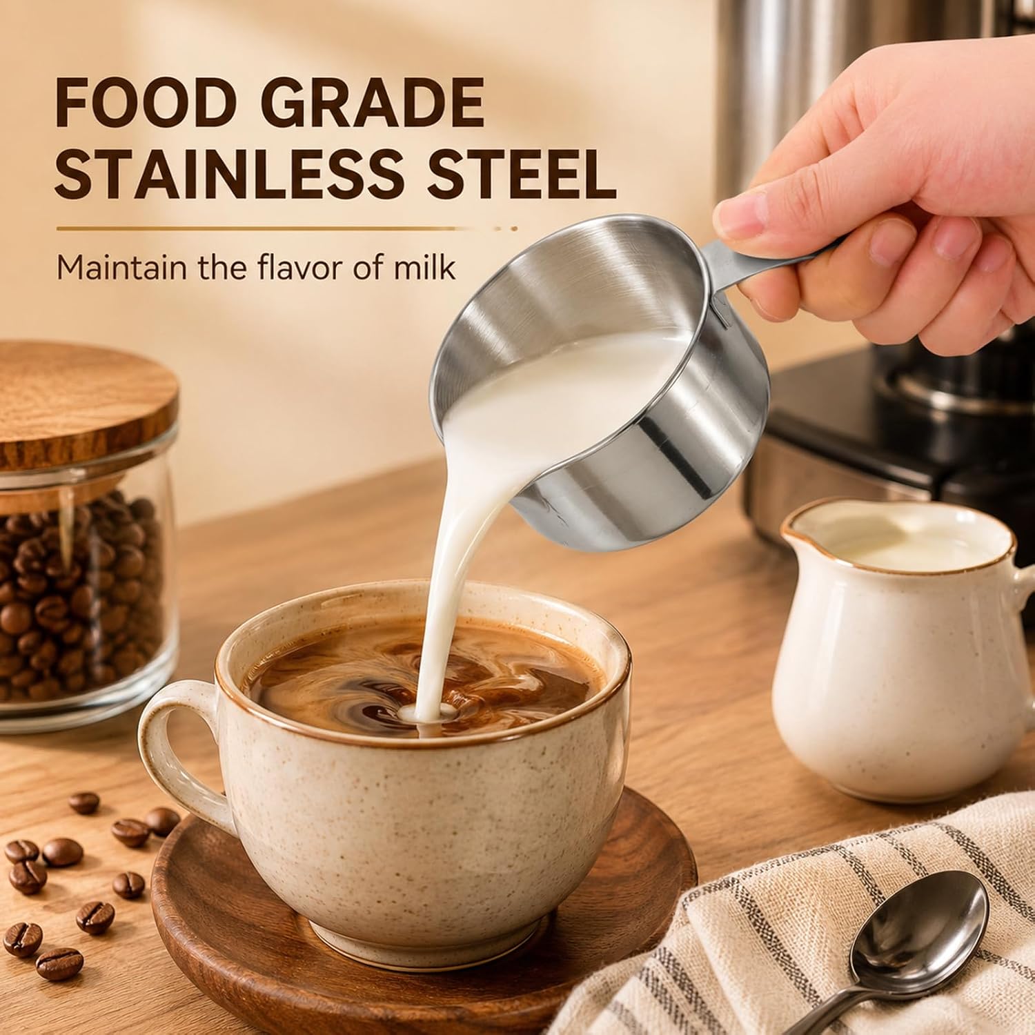 2 Pcs 1 Cup Stainless Steel Measuring Cups, (250ml, 8oz) 1 Cup Scoop