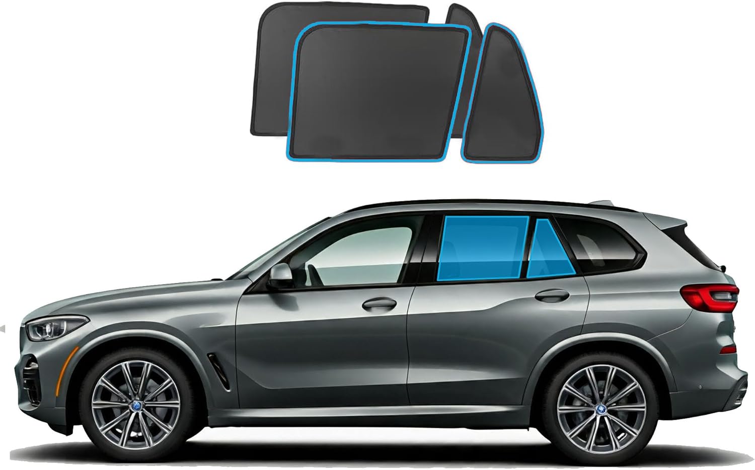Side & Rear Windows Sun Shade for BMW X5 2019-2025 | Custom Fit, Magnetic Mesh Cover | Baby UV/Heat Protection, Privacy Shield Sunshade (2-Pack Rear Side Window Sun Shades)