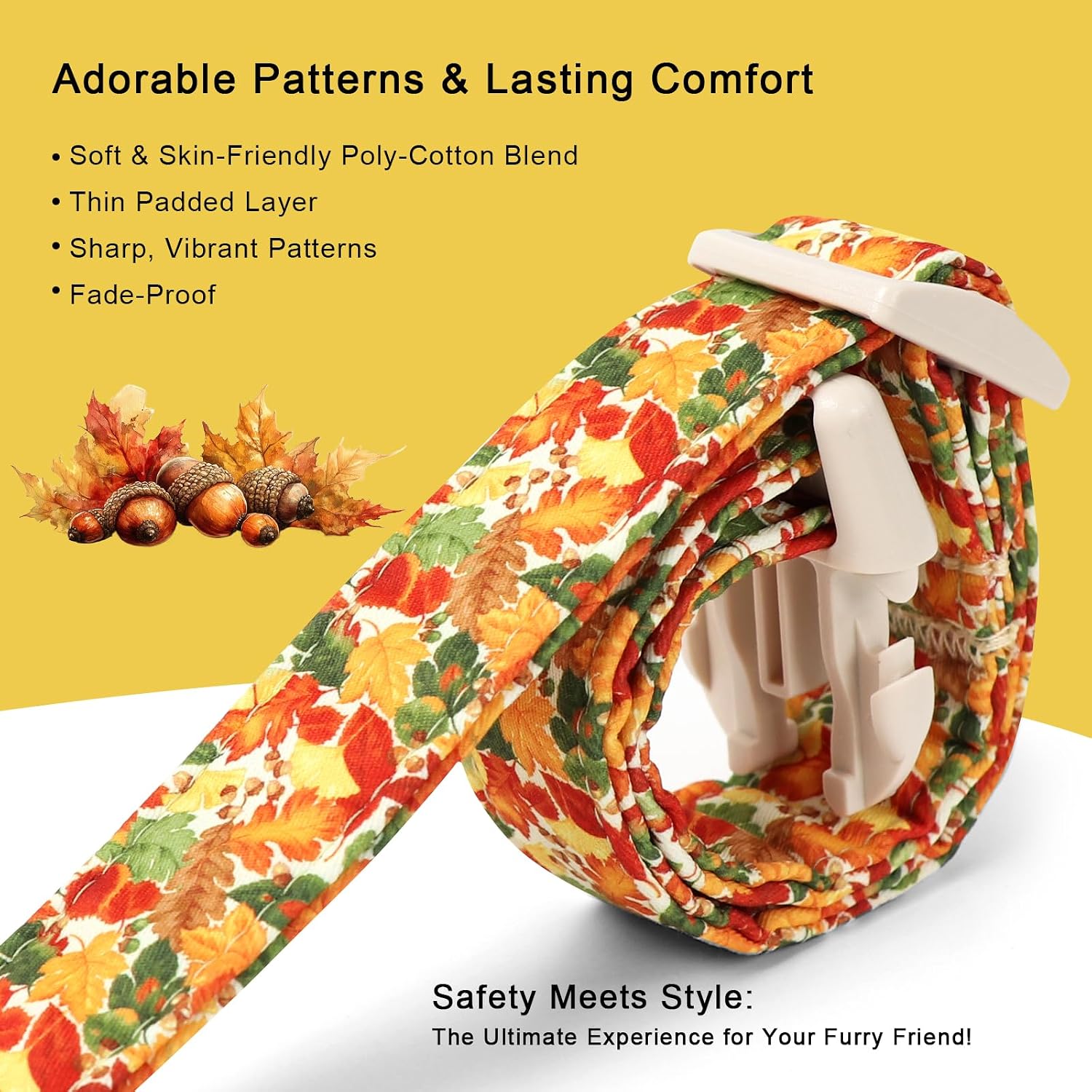 Fall Dog Collar Cute Autumn Leaves Puppy Collar - Light Comfortable Adjustable Pet Collars for Small Medium Large Girl Boy Dogs M image 4