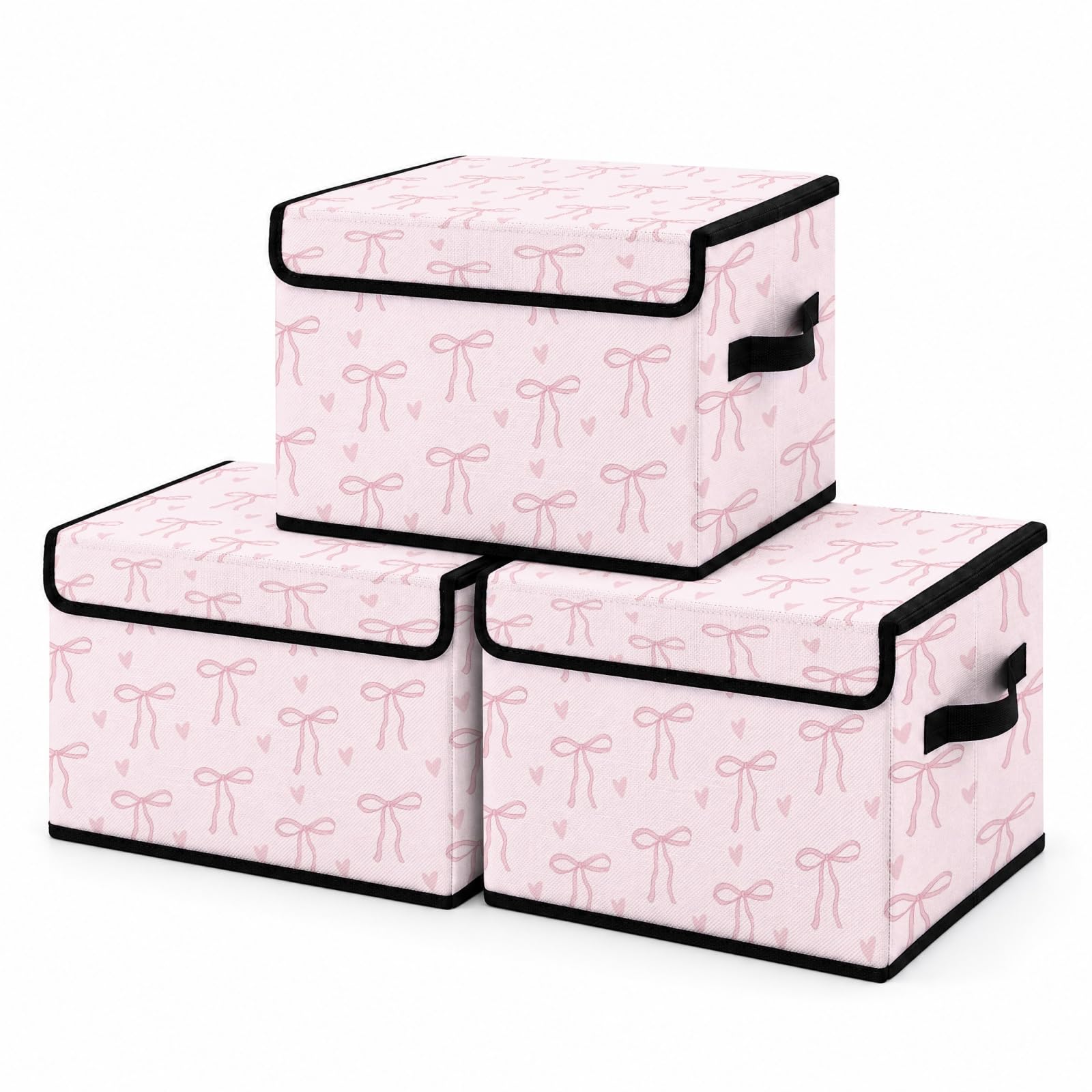 Stackable Clothes Storage Bins with Lids 3 Pack