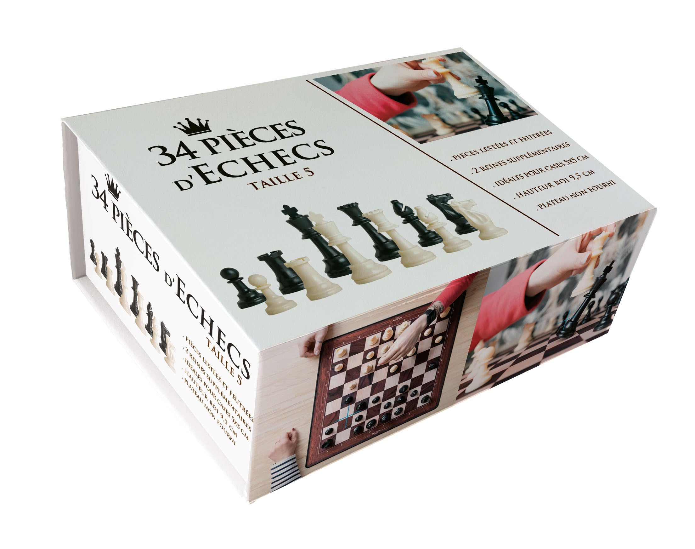 Wilson Jeux, 34 Chess Pieces Size 5, Weighted and Felted Chess Pieces, Ideal for Standard Chess Boards Size 5 x 5 Cm
