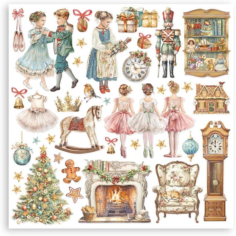 Stamperia - Scrapbook Paper Pad for Scrapbooking, Albums, Card Making, Bullet Journalling and More, Acid Free, Single Face, Perfect for Hobbies, Crafts, and Gifting (The Nutcracker) (20.3 x 20.3 cm)