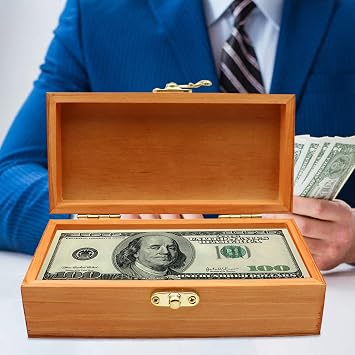 Wooden Lockable Currency Tray, Single Row Currency Tray, Cash Organizer Money Storage Box, Money Organizer for Cash Bronze