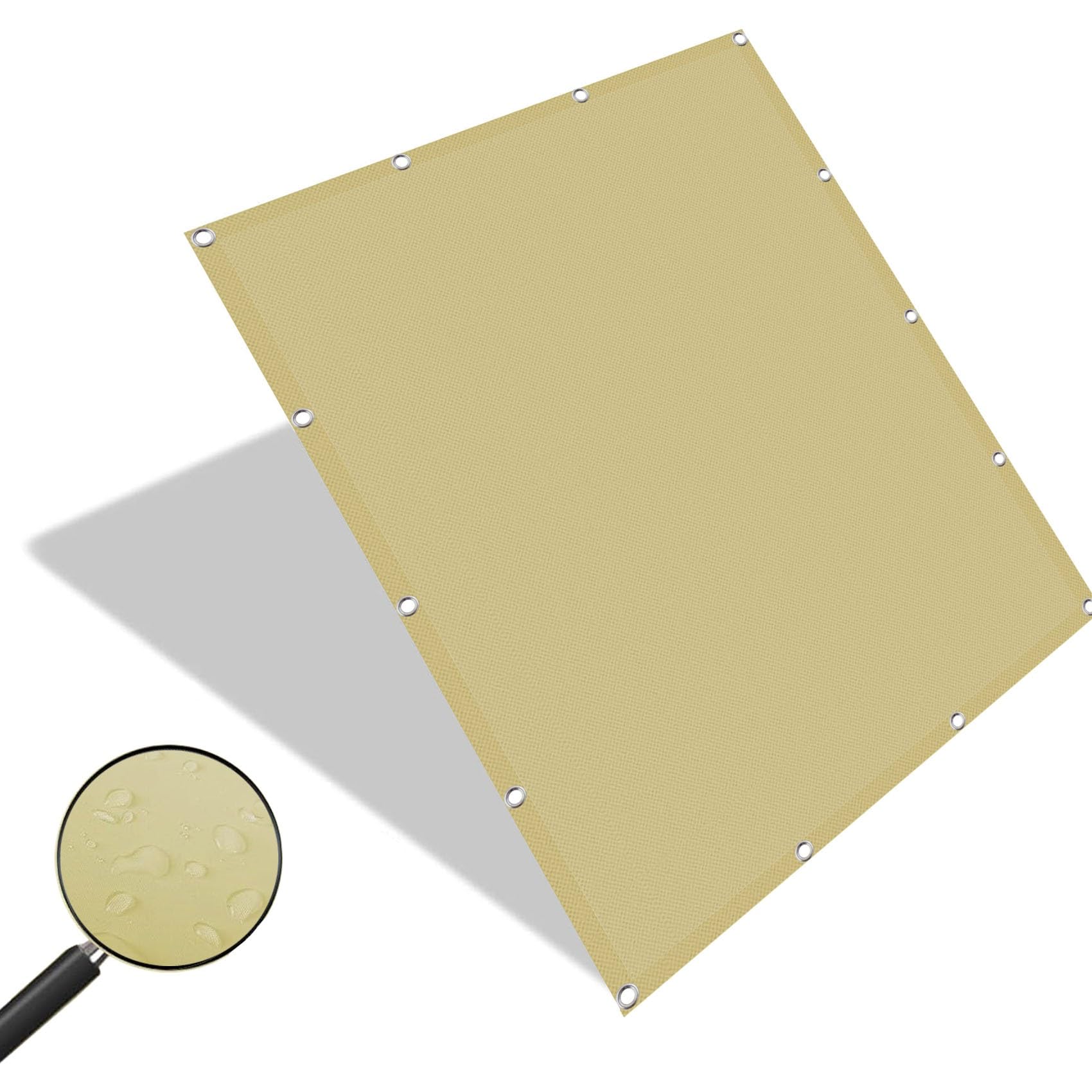 Voiles d'ombrage crème 5.5x8m avec oeillets pour terrasse et jardin