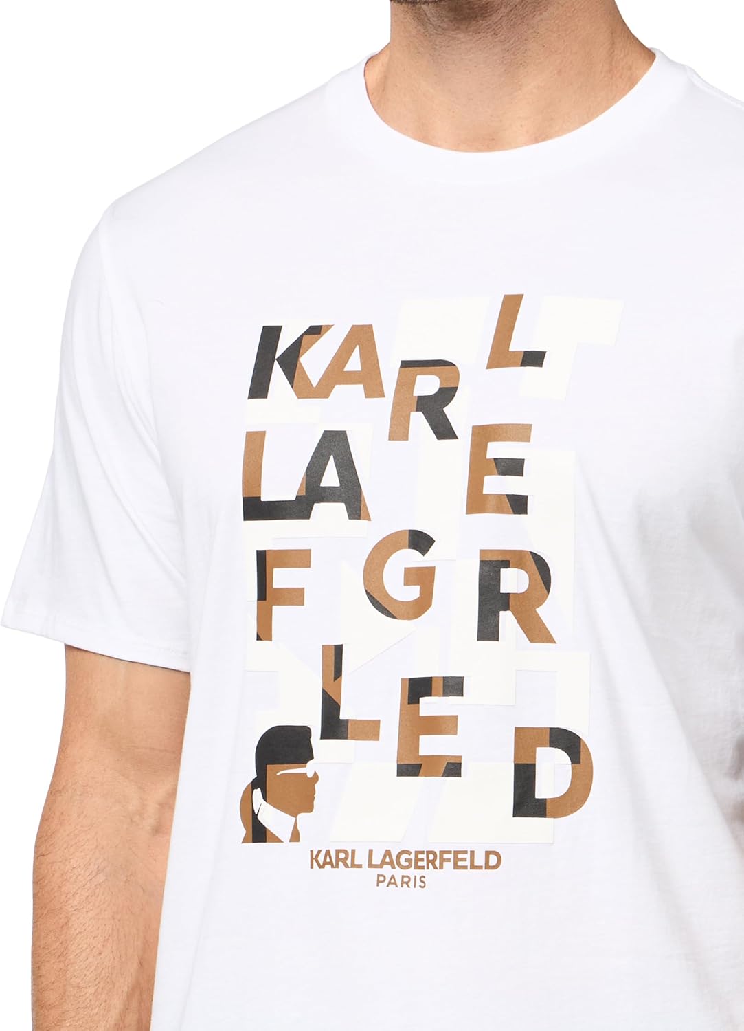 KARL LAGERFELD Men's Crewneck Short Sleeve Graphic Design Relaxed Fit T-Shirt