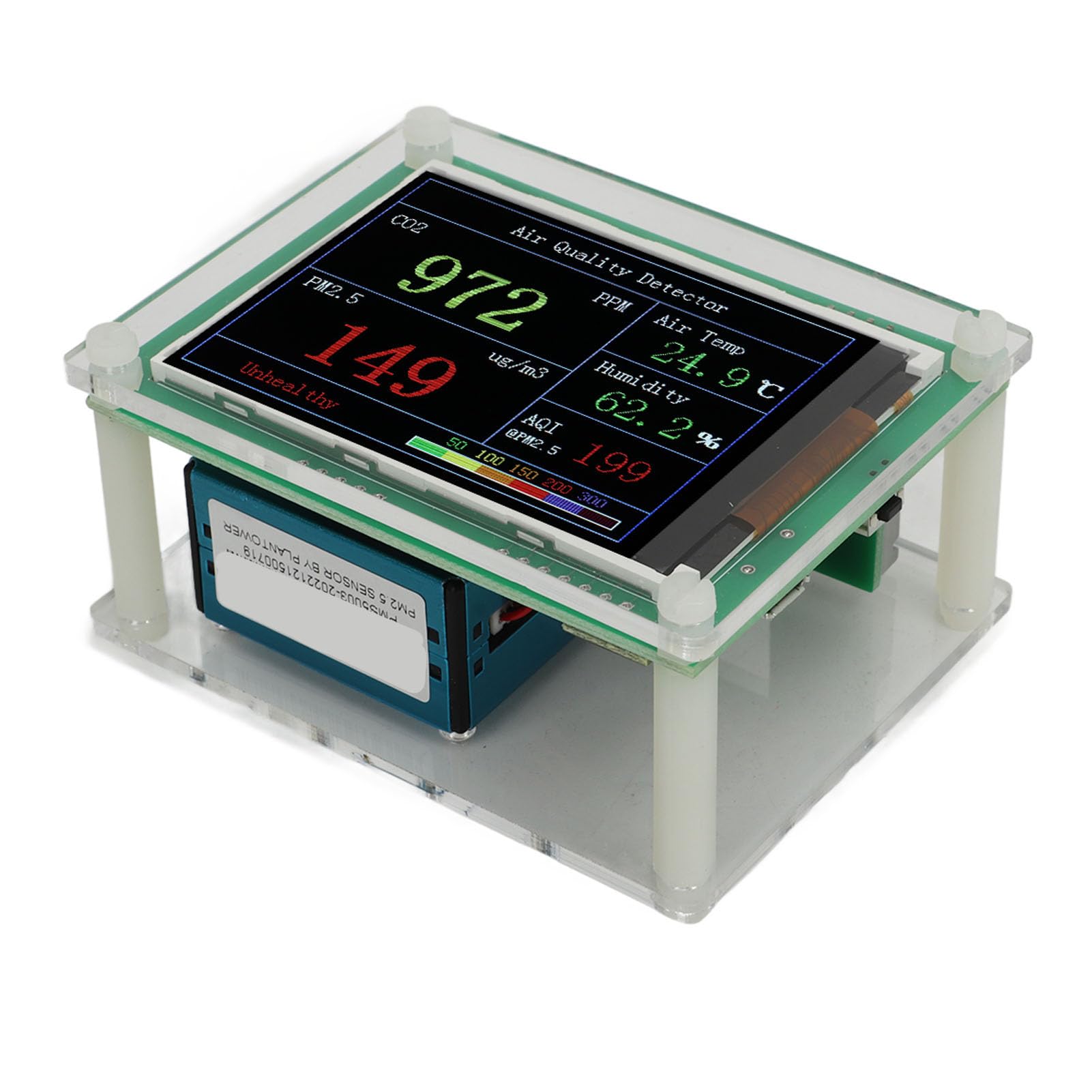 Monitor della qualità Dell'aria Rilevatore della qualità Dell'aria Interna Ad Alta Precisione per L'home Office PM2.5 Test di umidità della Temperatura 8,5x6,5 Cm