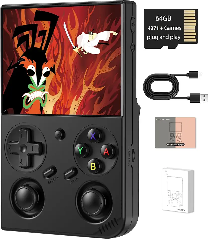 Voacle Console de Jogos Portátil Retrô Anbernic Rg35Xx Pro, Rg 35Xxpro com Suporte para Saída Hdmi, Wi-Fi 5G e Bluetooth 4.2, Tela Ips de 3,5", Sistema Linux Pré-Instalado com 4353 Jogos e Bateria