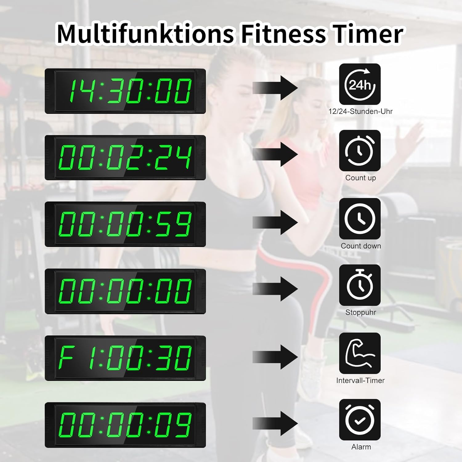 Temperizador de temperizador de Gimnasio de portátil botón Reloj Grande temperizador de Temperizador