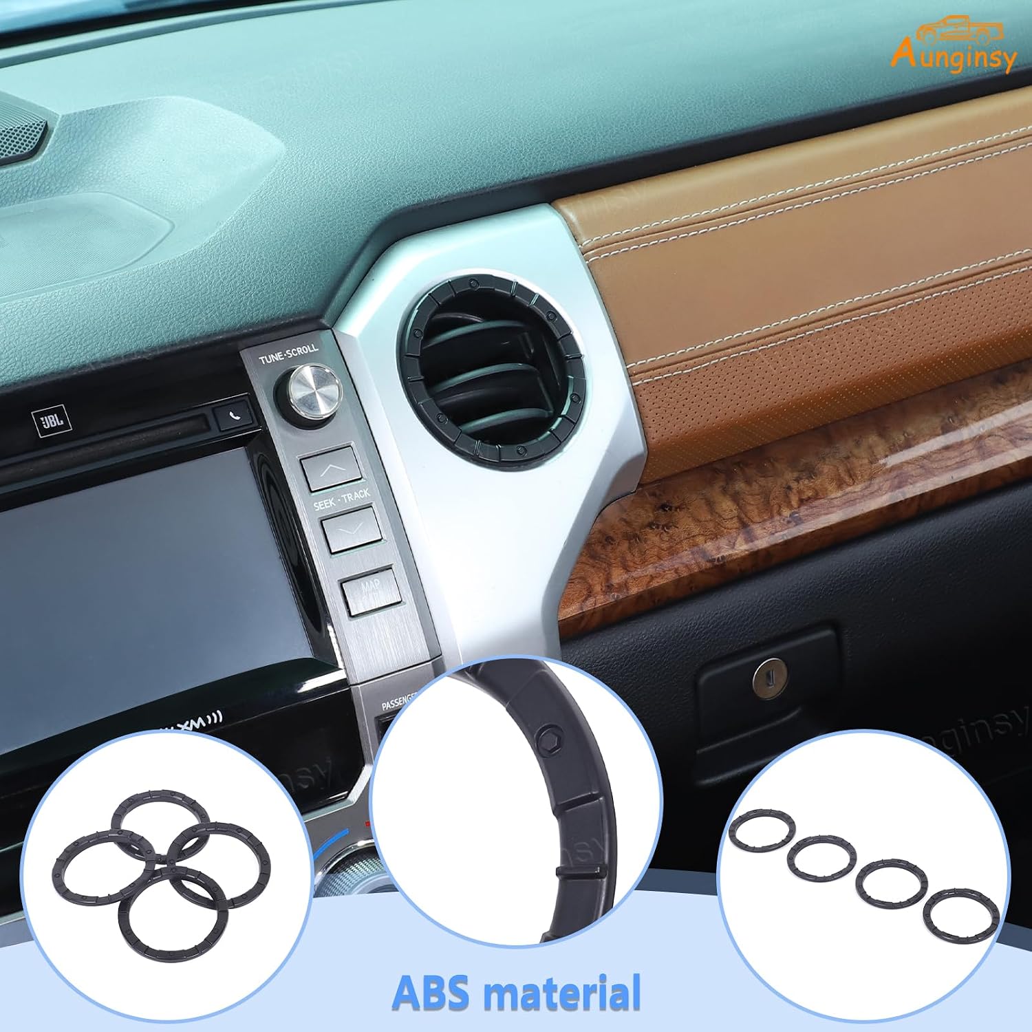 Aunginsy Center Console Air Conditioning Outlet Ring Trim Compatible with Toyota Tundra 2014-2021, ABS Instrument Air Conditioner Vent Accent Cover Decoration Frame Interior Accessories, Mech Style