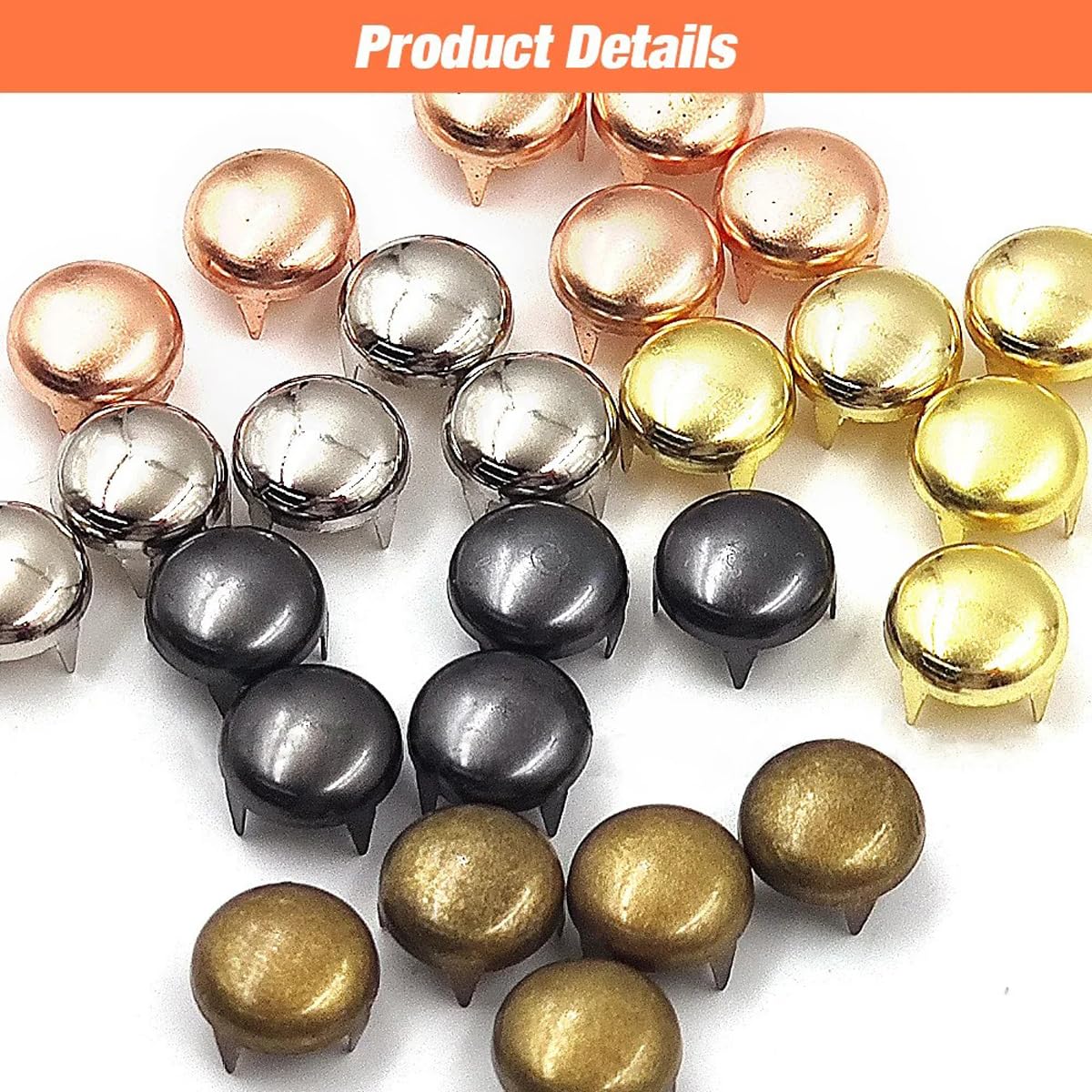 Cozylkx Borchie per Rivetti Rotondi, 100 Pezzi 7mm Accessorio Decorativo per Borchie per Rivetti a Cupola in Pelle con Fungo Rotondo in Metallo, Pistola Nera