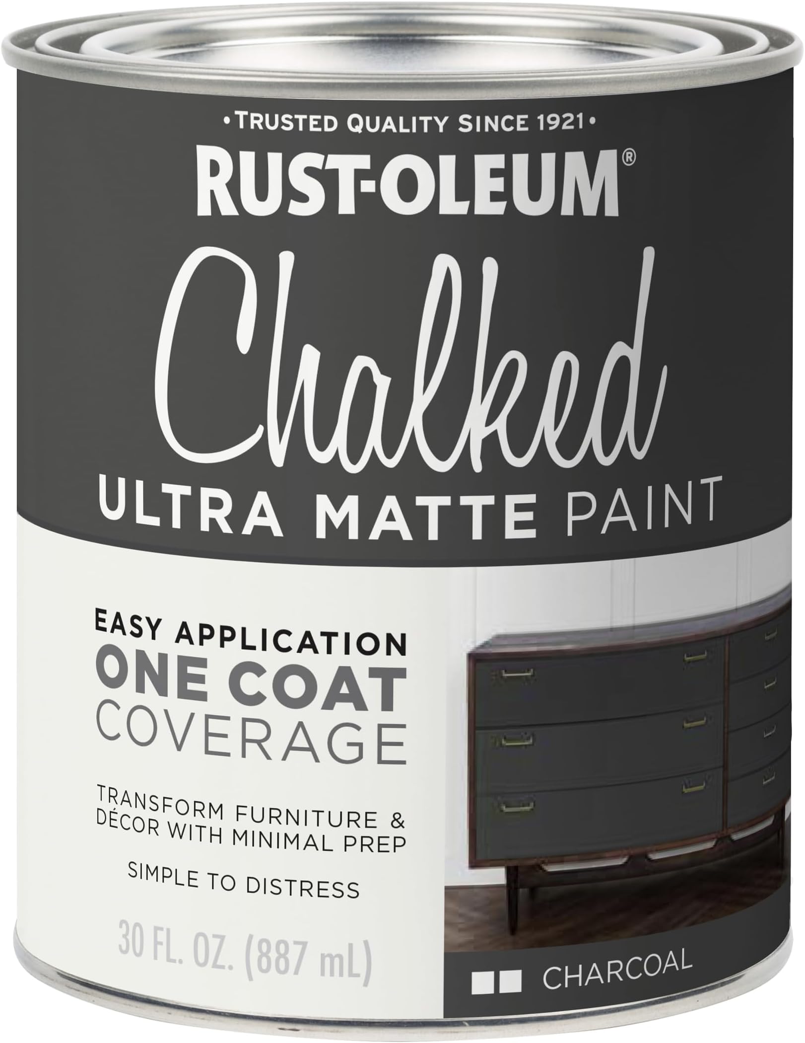 Rust-Oleum 285144 Ultra Matte Interior Chalked Paint 30 oz, Charcoal, 30 Fl Oz (Pack of 1)