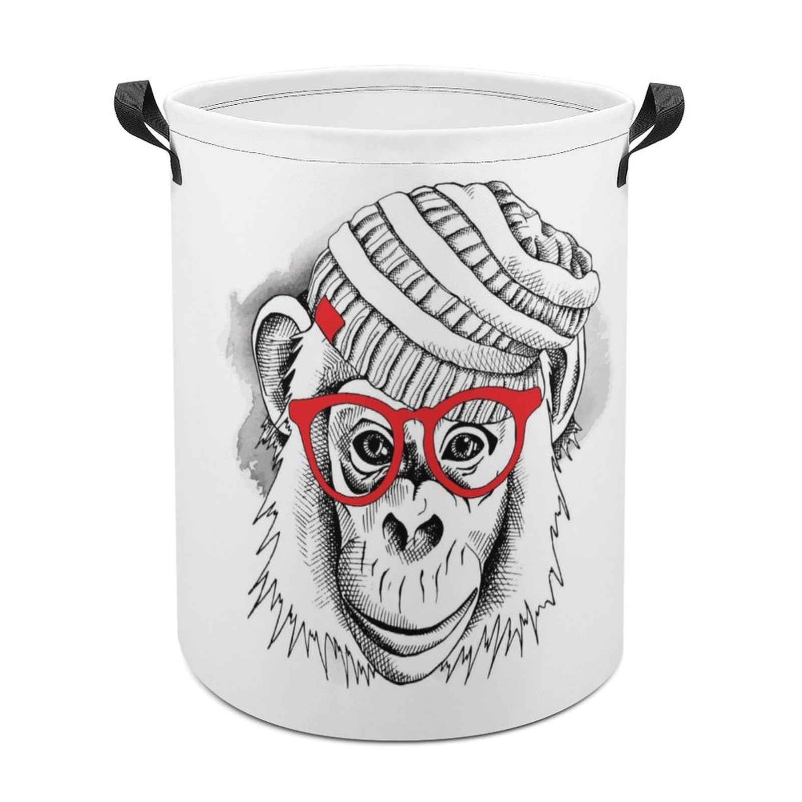 MHYRAC Laundry Hamper, Cute Monkey with Glasses Laundry Basket, Washing Basket with Handle