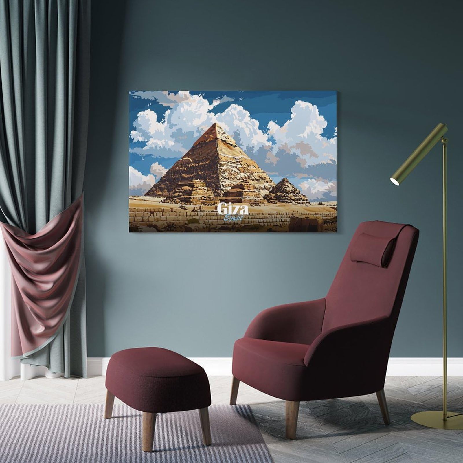 Junmoney 'Giza Pyramids Landscape Decorative Wall Artwork 24x36inch(60x90cm), for Corridors, Hallways Or Apartment Entries, Home Artwork for First Impressions