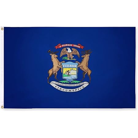 Amazon Com G128 Michigan State Flag 3x5 Feet Double Sided Embroidered 210d Indoor Outdoor Brass Grommets Heavy Duty Polyester 2 Ply Garden Outdoor