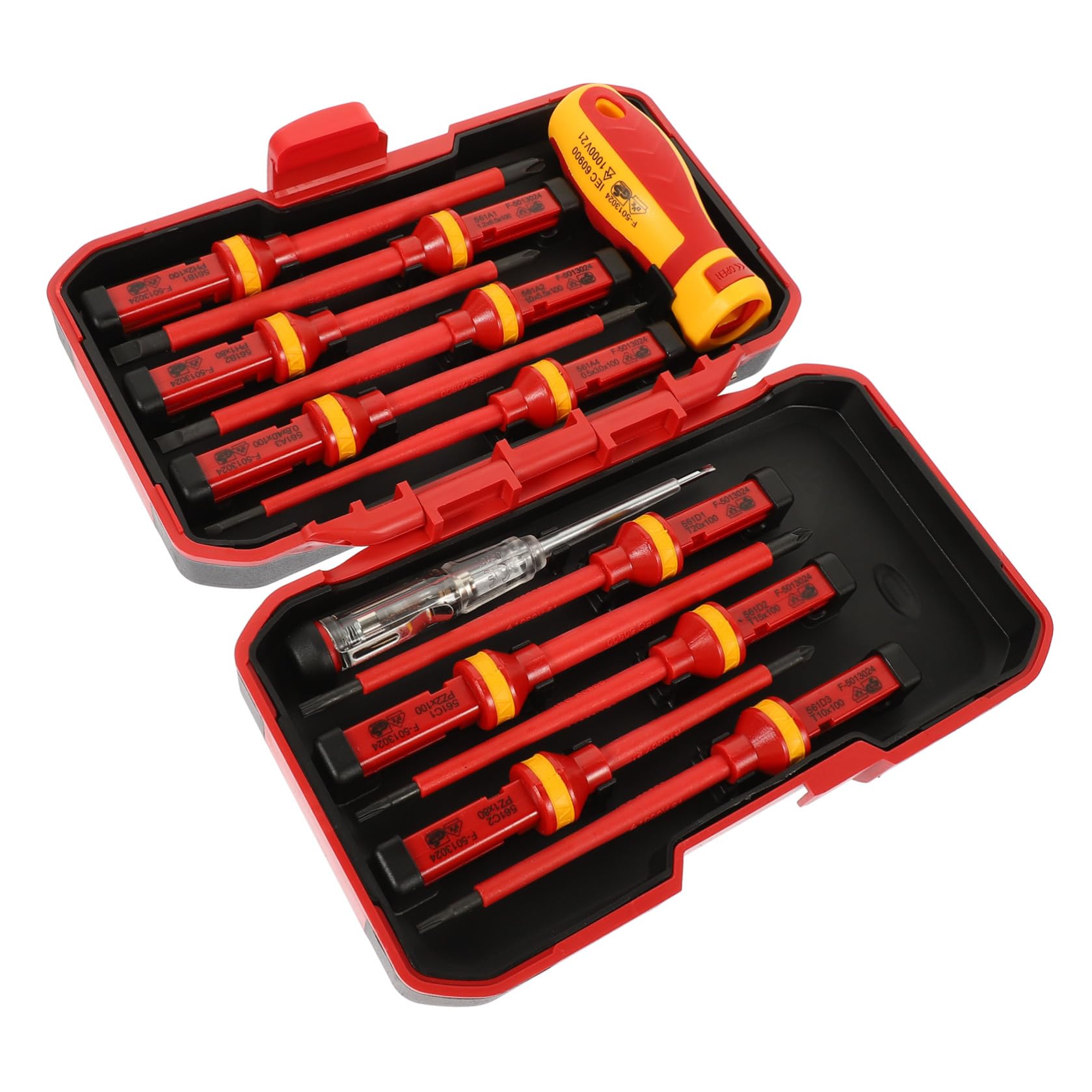 VILLCASE Destornilladores Aislados 13 Piezas Vde 1000 V Puntas, Pozidriv y Ranuradas Magnéticas, Mango Ergonómico de Acero al Vanadio para Electricistas y Reparación Eléctrica