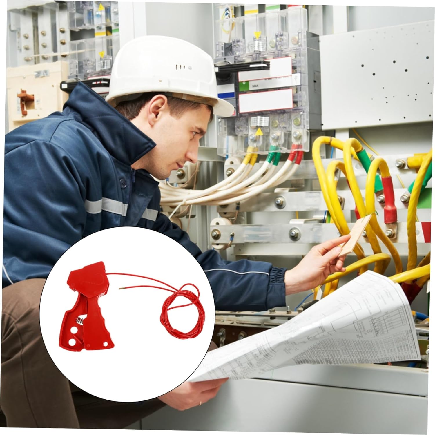 Lockout Cable Adjustable Industrial Safety Lock Nylon Coated Cable Lock for Equipment Stoppage Easy to Lock