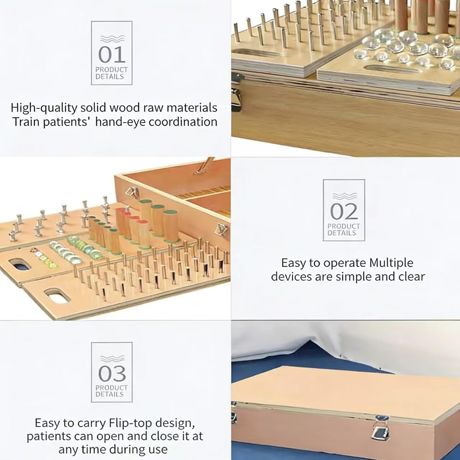 COYEUX Entrenador De Destreza Manual, Kit De Entrenamiento Combinado para La Función De La Mano, Diseño Abatible, Mejora La Coordinación De Movimientos, para Lesiones Hemiplejicas por Accidente