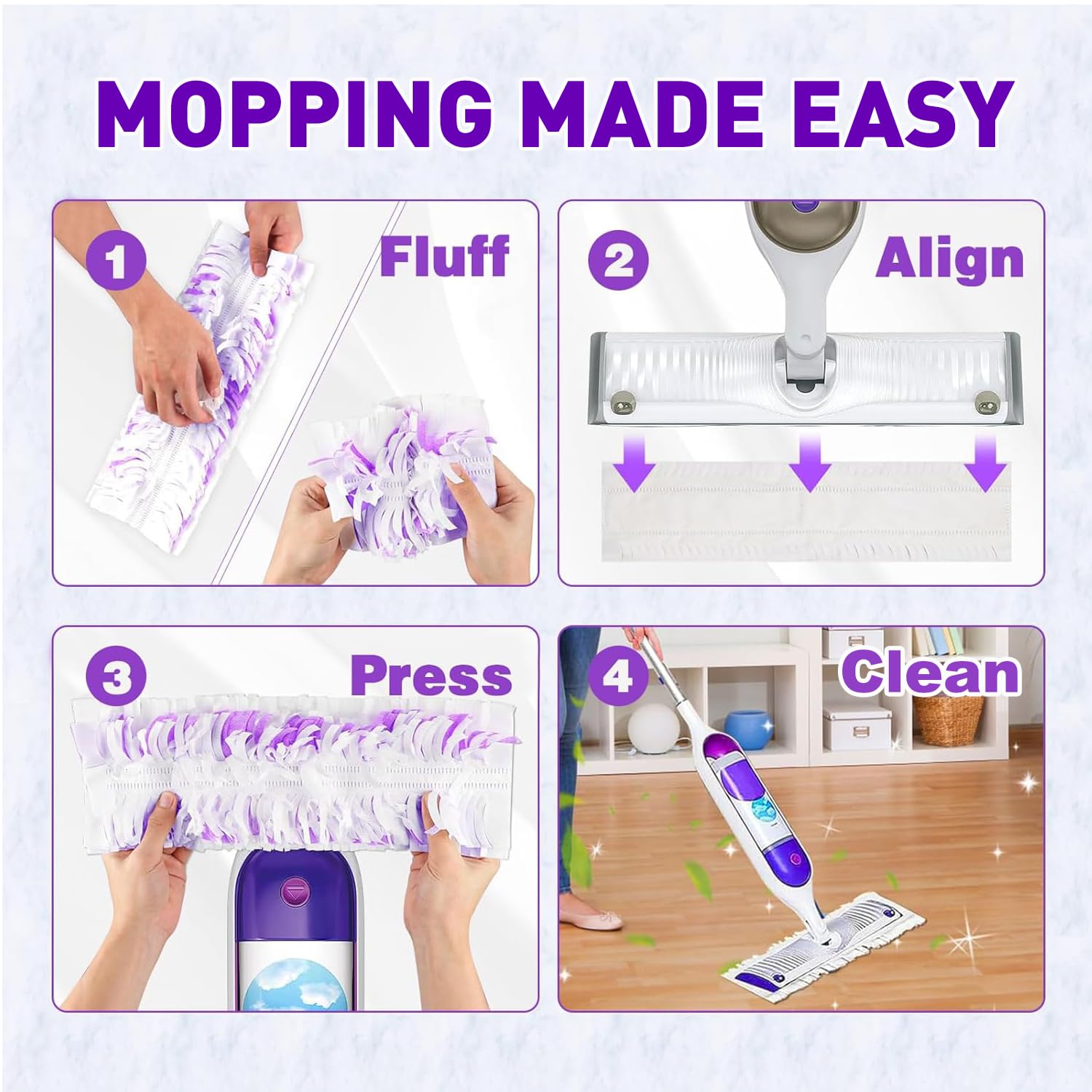 Repuesto para Swiffer PowerMop Multi-Surface Mop, almohadillas desechables Swiffer Power Mop para limpieza de suelos, paquete de 25.