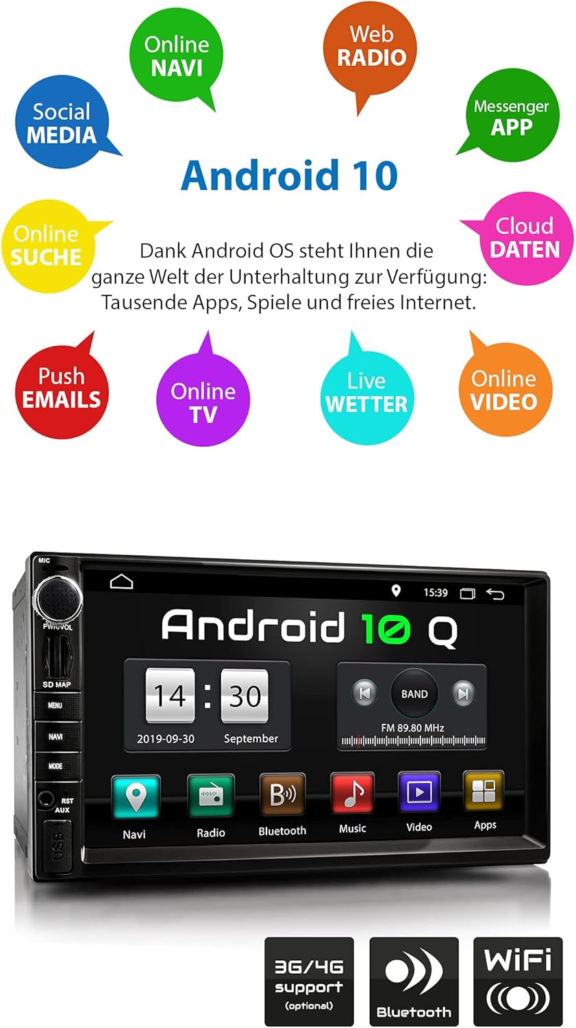 Çeşitli uygulama simgelerine sahip Android 10 arayüzü