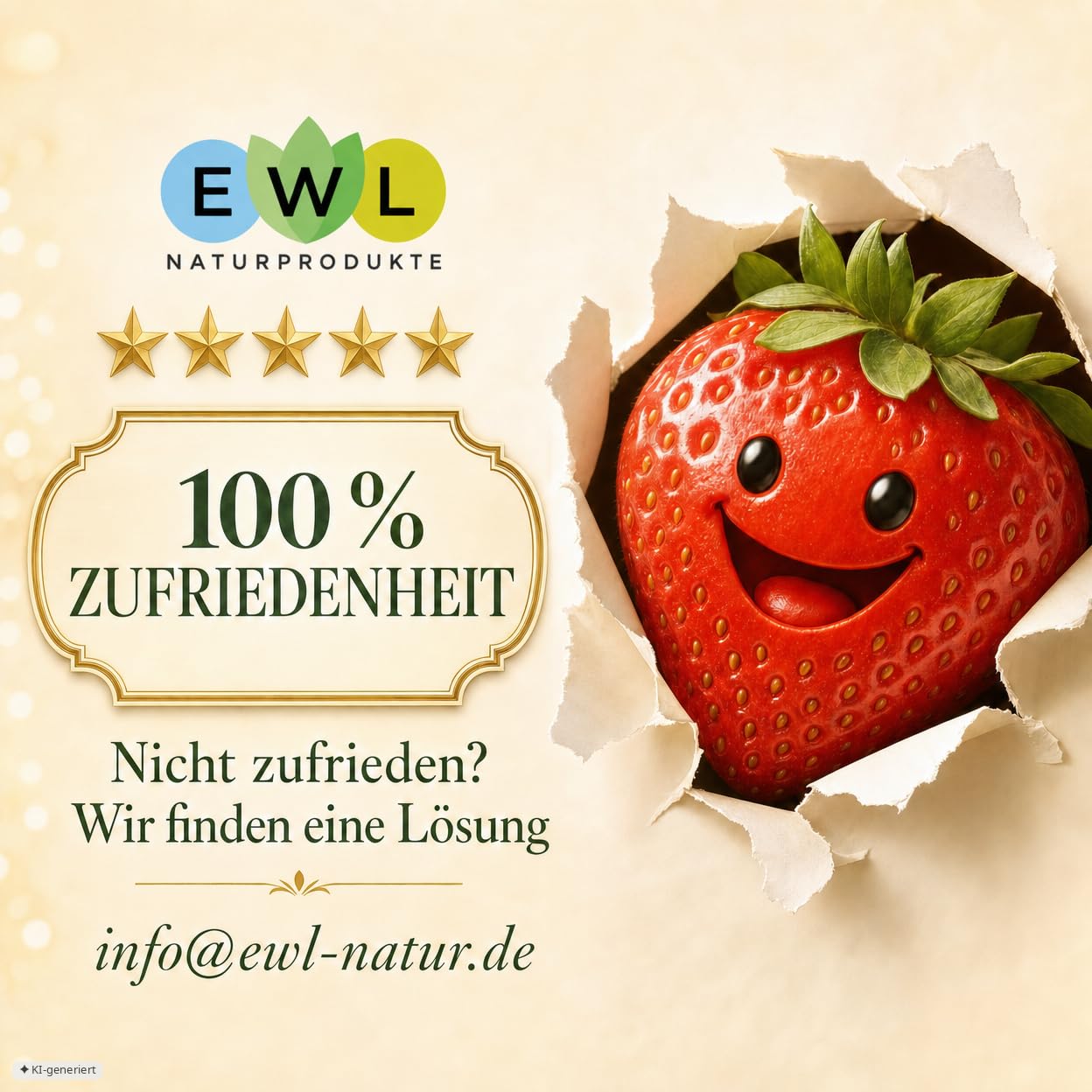 EWL Naturprodukte ERDBEEREN GEFRIERGETROCKNET 300g-leckere, schonend gefriergetrocknete Erdbeeren in Scheiben, frei von Zusatzstoffen -Deutsche Abfüllung- getrocknete Erdbeeren getrocknete Früchte