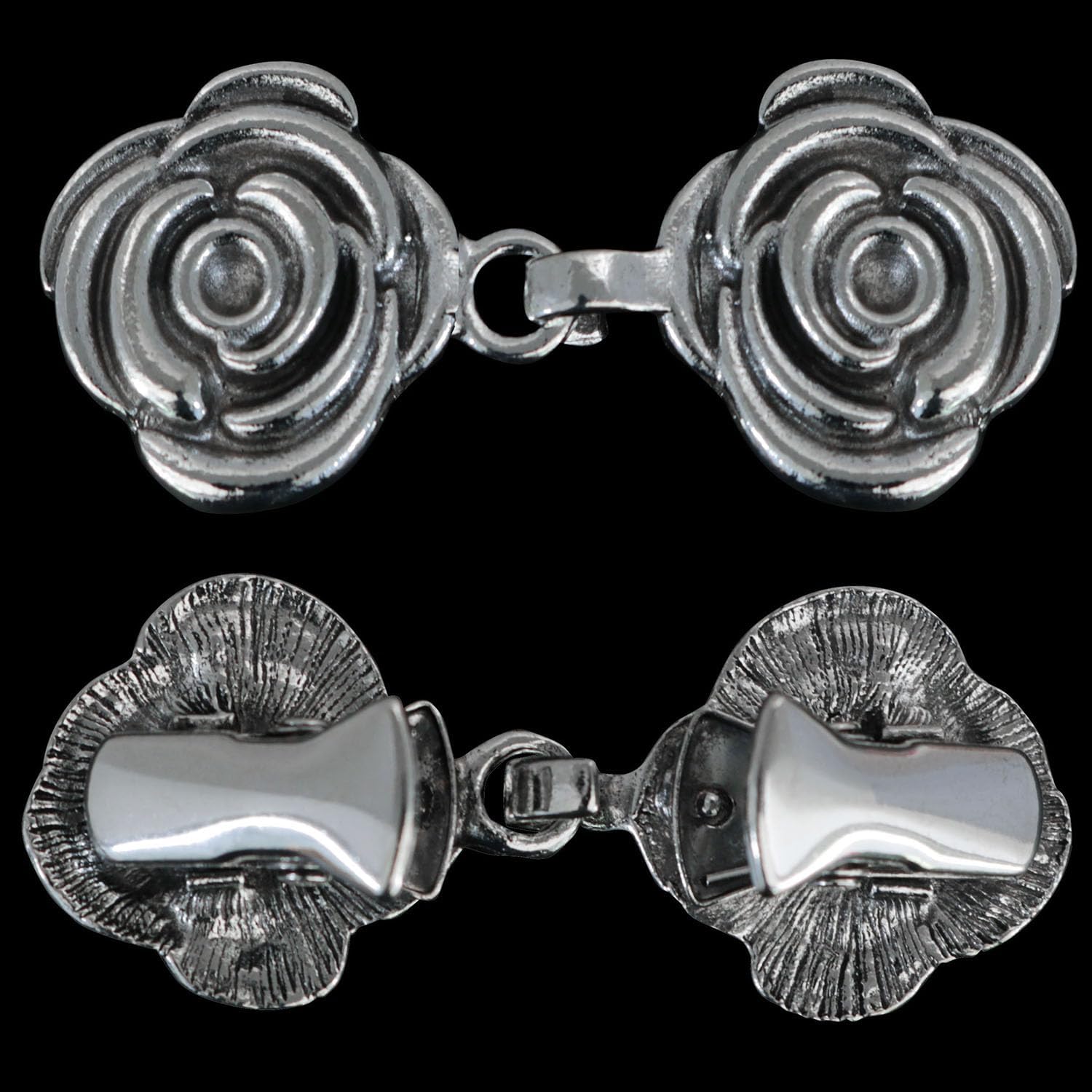 XGNG 3 Pairs of Antique Silver Rose Buckle Sweater Clip Vintage Cape Cardigan Buckle Women's Anti-slip Fixing Clip image 4