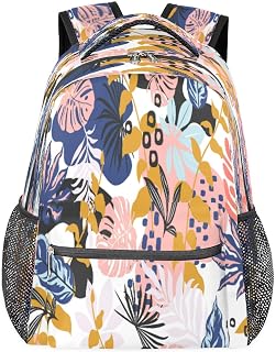 Mochilas para adolescentes meninas meninos mochila de viagem tropical colorida para mulheres homens, bolsas de livro de folhas mochilas universitárias para escola, mochilas para laptop de trabalho, mochila resistente à água para caminhadas, Multicor, Medium