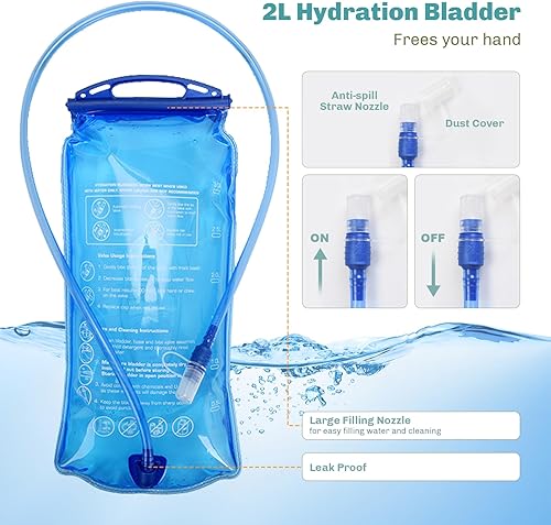 Miniatura 4 de Mochila táctica de hidratación militar, mochila de agua con bolsa de agua a prueba de fugas, bolsa de agua militar para senderismo, correr,