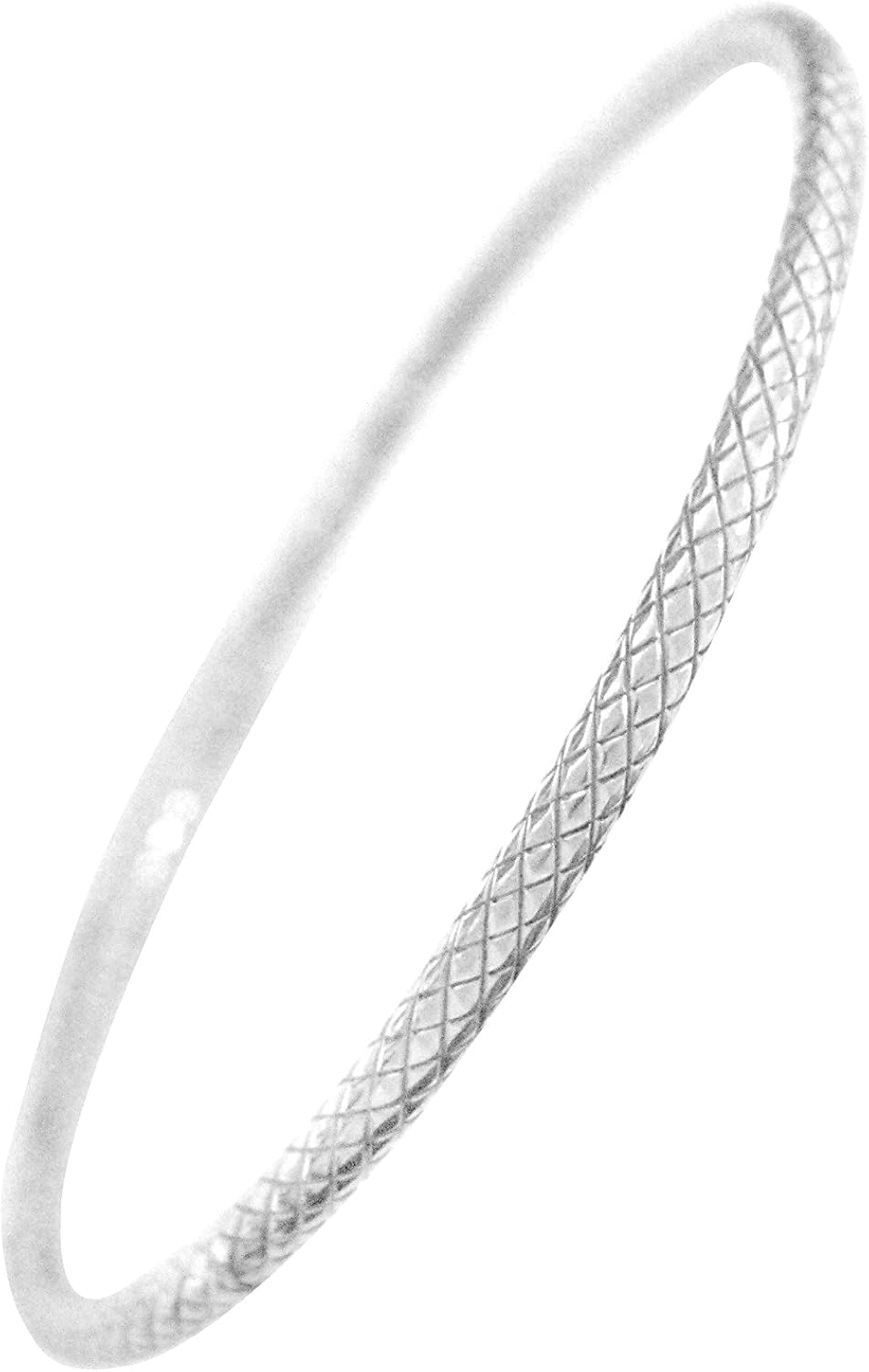 Ritastephens Sterling Silver Diamond-Cut SnakeSkin Slip On stackable Bangle Bracelet