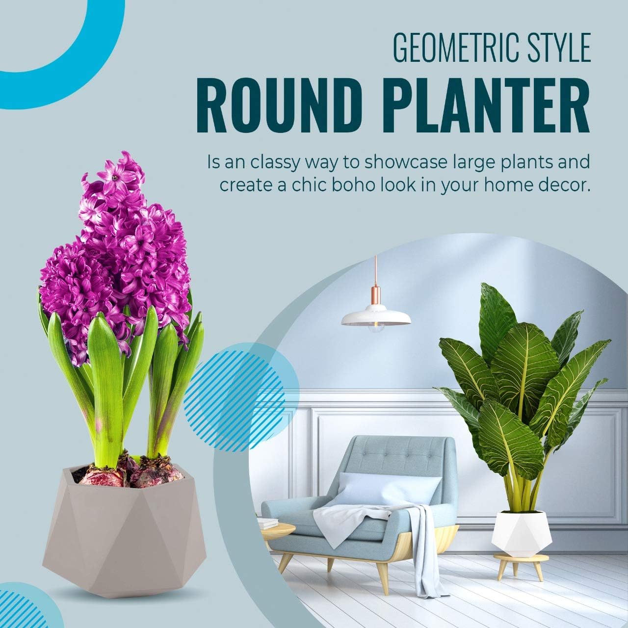 Adamas White Pot Marine Grade Fiberglass Round Geometric Planter 16" H x 17" W x 17" L - Diamond Fiberglass Pot