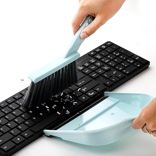 Miniatura 4 de Jucoan Juego de 4 recogedores y escobillas, pequeño recogedor de mano portátil y cepillo combinado para limpiar el hogar, oficina, escuela, aula,