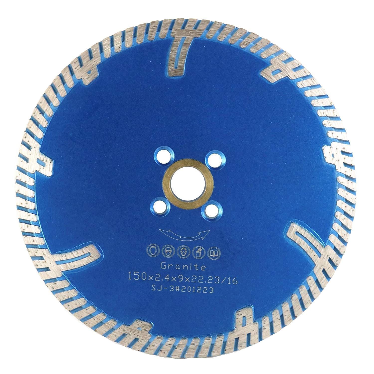 6 Inch Wet/Dry Turbo Diamond Cutting Blade for Granite Continuous Rim with Protection Teeth Granite Blade