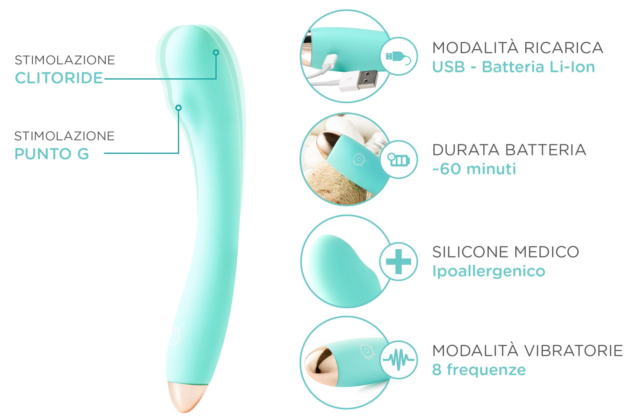 HEDO Q5 | Vibratore sessuale per donna | Silicone medico privo di PVC e ftalati | Stimolatore punto G | Vibratorepunto | RICARICABILE | Ideale anche per stimolazione anale
