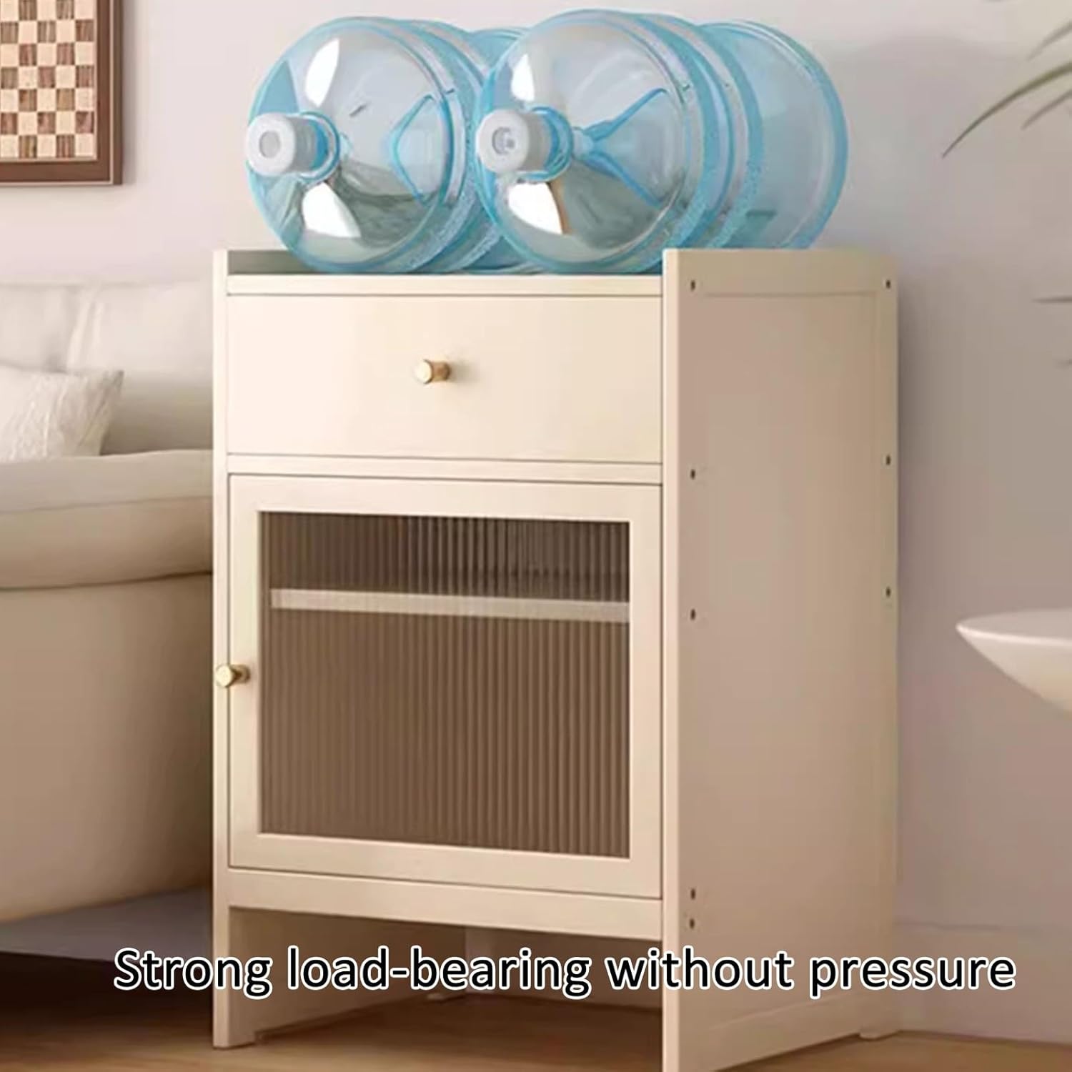 JKGHK Vacuum Stand Cabinet, Sweeping Robot Storage Rack with Wheels, Movable Robot Vacuum Stand Cabinet, Hidden Entryway Living Room Cabinet for Living Room, Office(White)