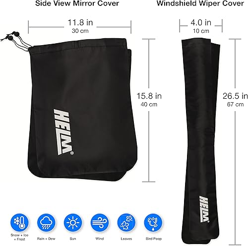 Miniatura 6 de HELM - 1 paquete - Fundas para espejos laterales y fundas para limpiaparabrisas para camiones, automóviles, SUV, camionetas. Protege del hielo,