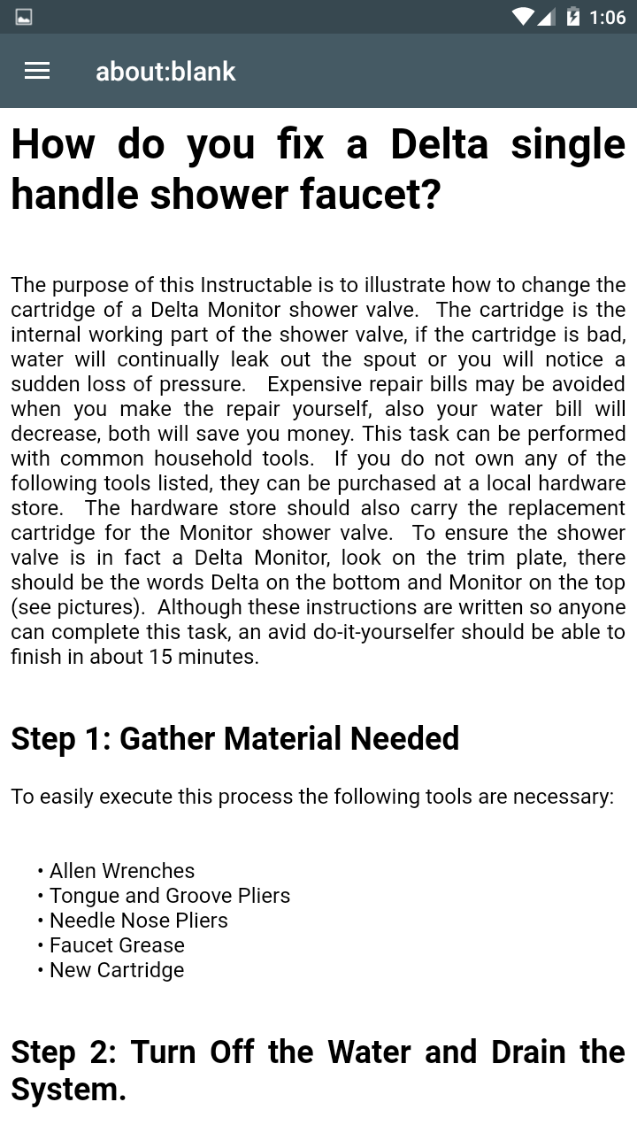 How do you fix a Delta single handle shower faucet? App on Amazon
