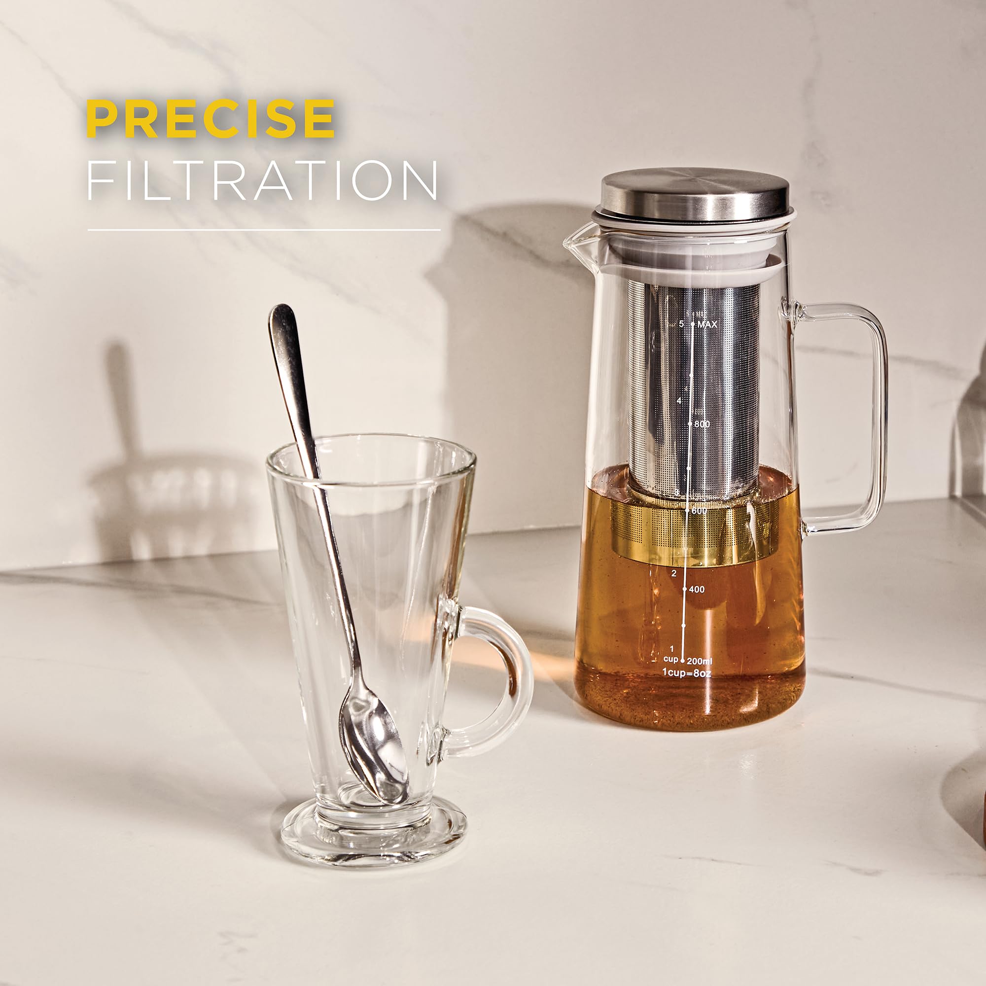 Blackmoor Carafe d'infusion à froid en verre borosilicate 1000 ml double paroi avec filtre inox 304