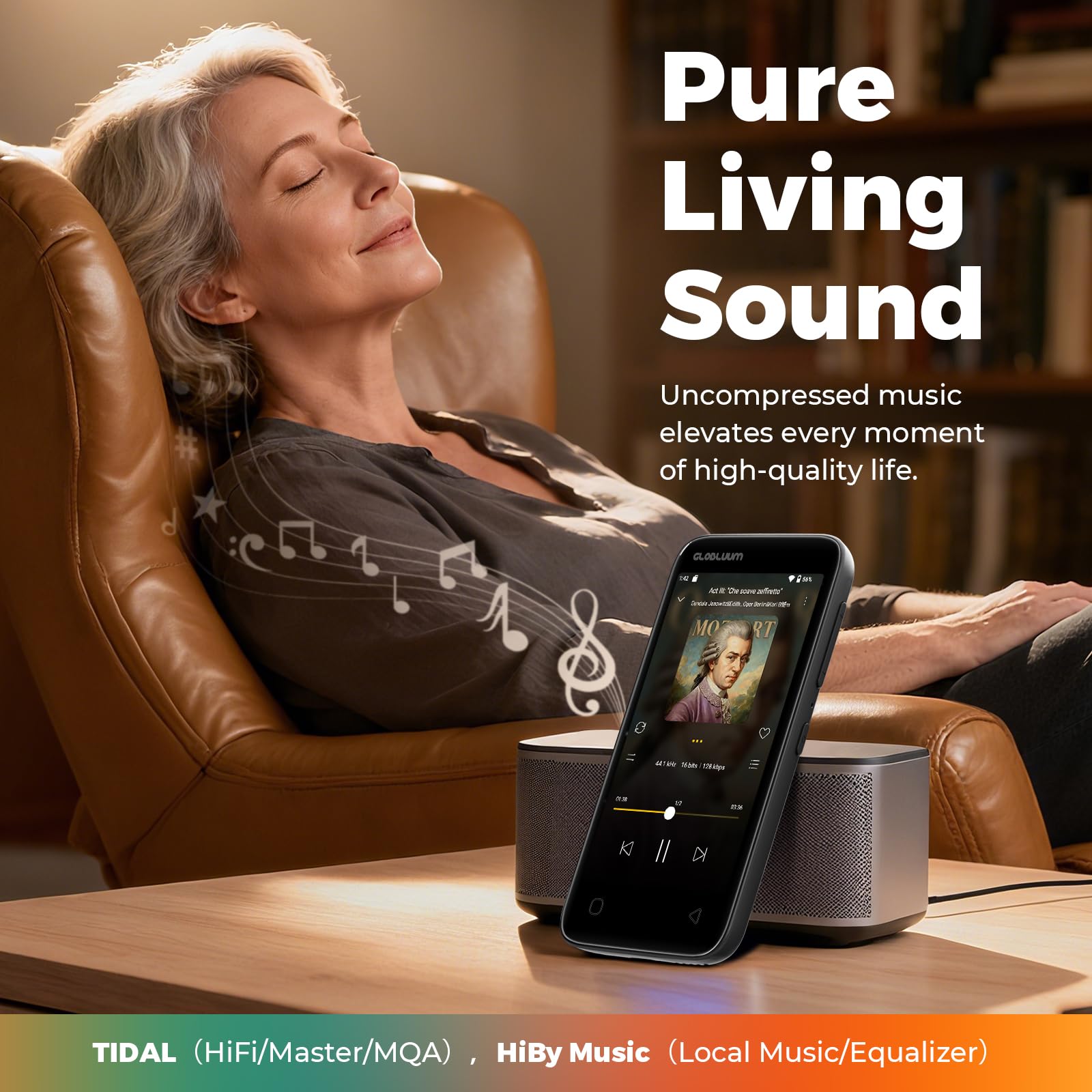 Reproductor MP3 de 96 GB con Bluetooth 5.0 y WiFi, reproductor de música con Spotify, Audible, Amazon Music, Pandora, Libby, Spotify Kids, pantalla táctil de 4 pulgadas, reproductor de MP4 Android con