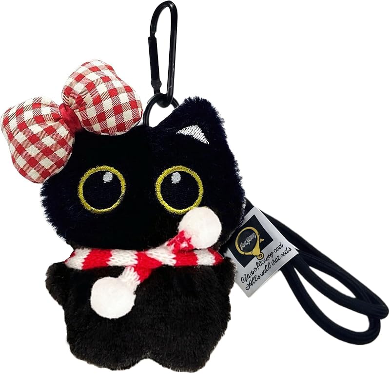 Chaveiro de Gato Preto com Olhos Grandes BONTOUJOUR para Bolsa e Chaves