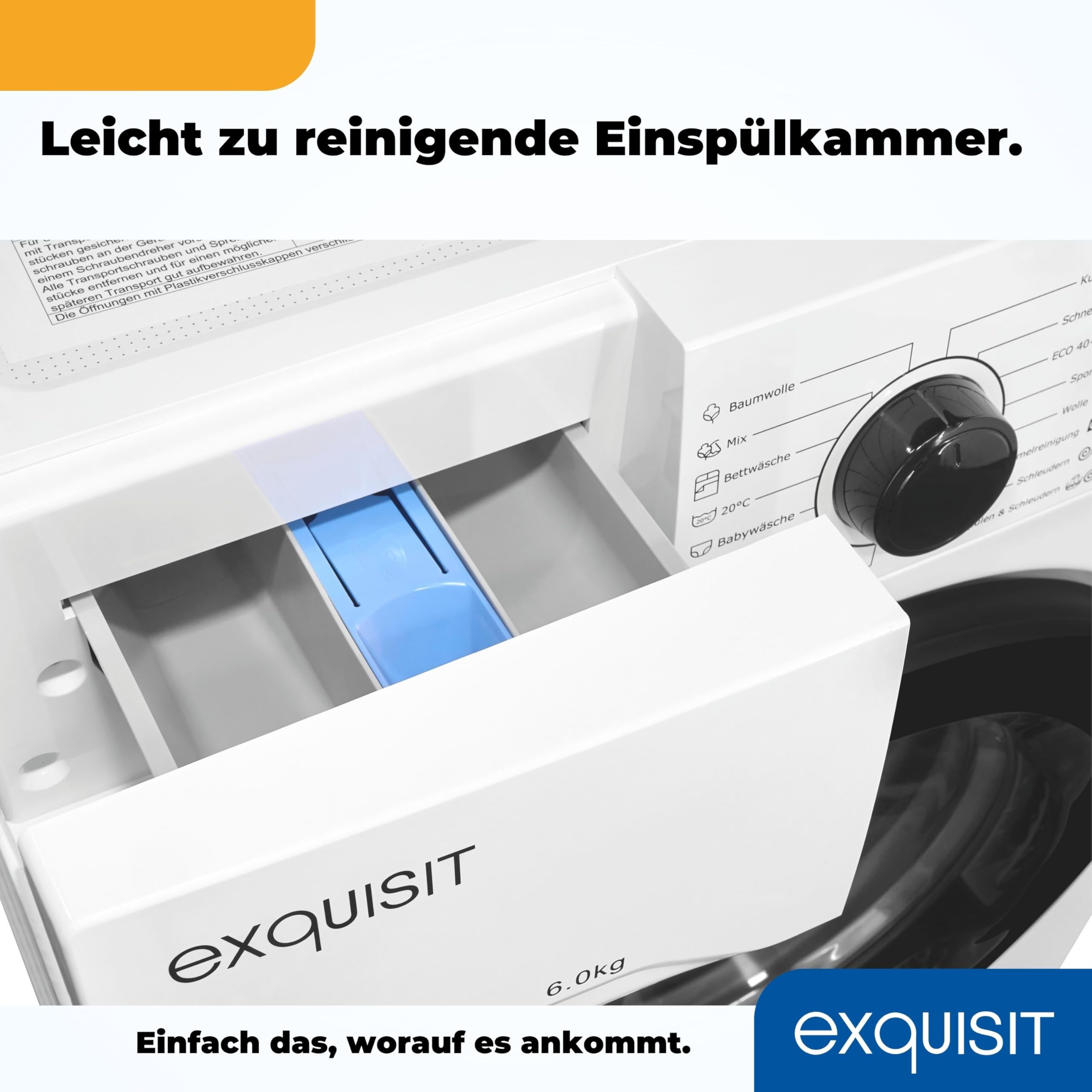 Exquisit Waschmaschine WA6110-020A Weiss - 6 kg - Energieklasse A | Frontlader mit 1000 U/min, 16 Programmen inkl. Kurzprogramm, AquaStop und integrierter Kindersicherung für den Haushalt
