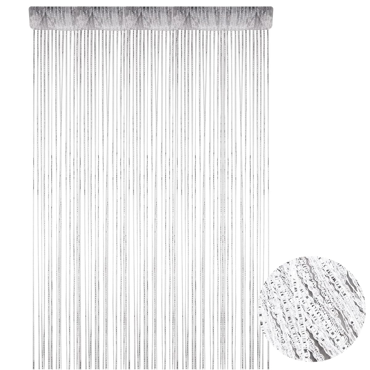 Senda String Door Curtain Fly Screen, String Doorways Divider Glitter Tassel Hanging Doorways Dividers Window Curtain Panel Party Decorations 39.4 x 78.7 inch (White)