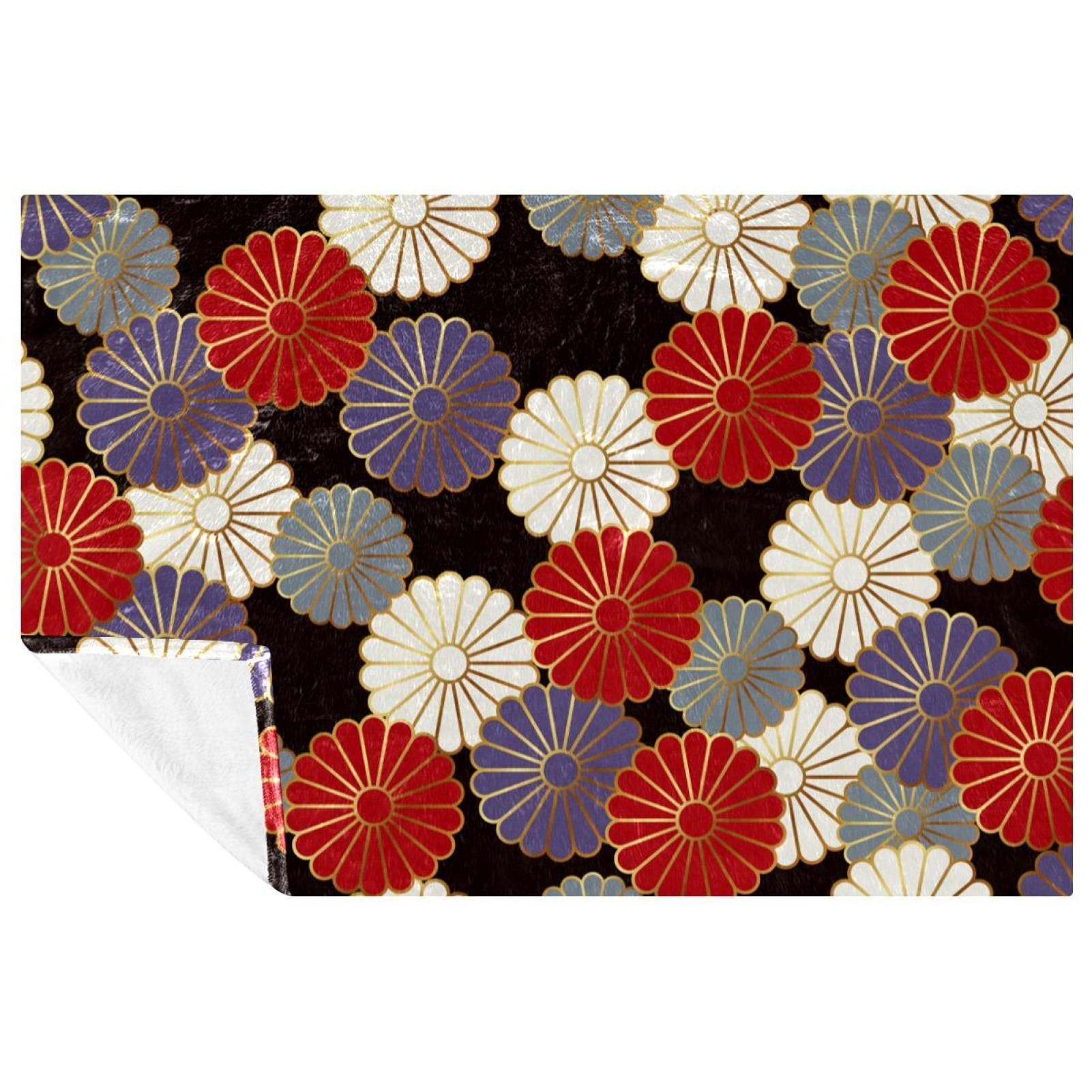 Couverture japonaise traditionnelle à motif chrysanthème, idée cadeau bien-être