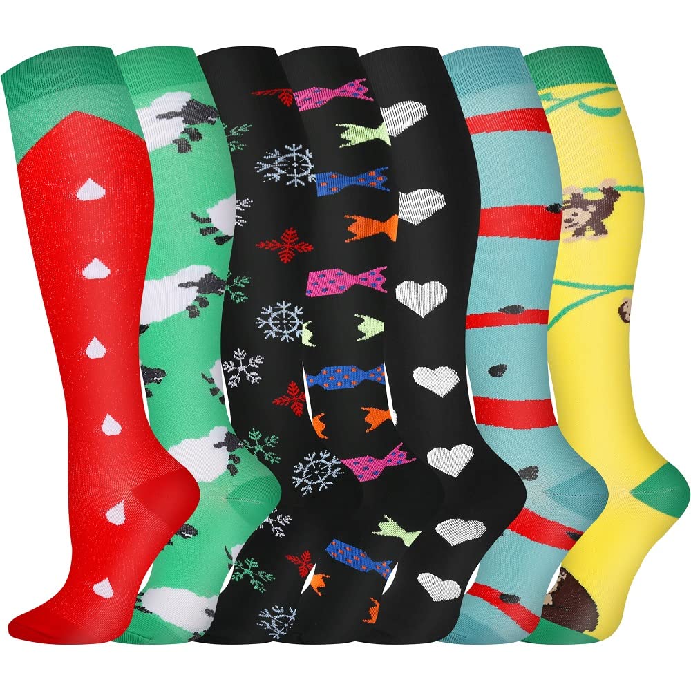 Pnosnesy Compression Socks, (2/4/6/7 Pairs) for Men & Women 15-20 mmHg is Best for Athletics, Running, Flight Travel, Support — view 8