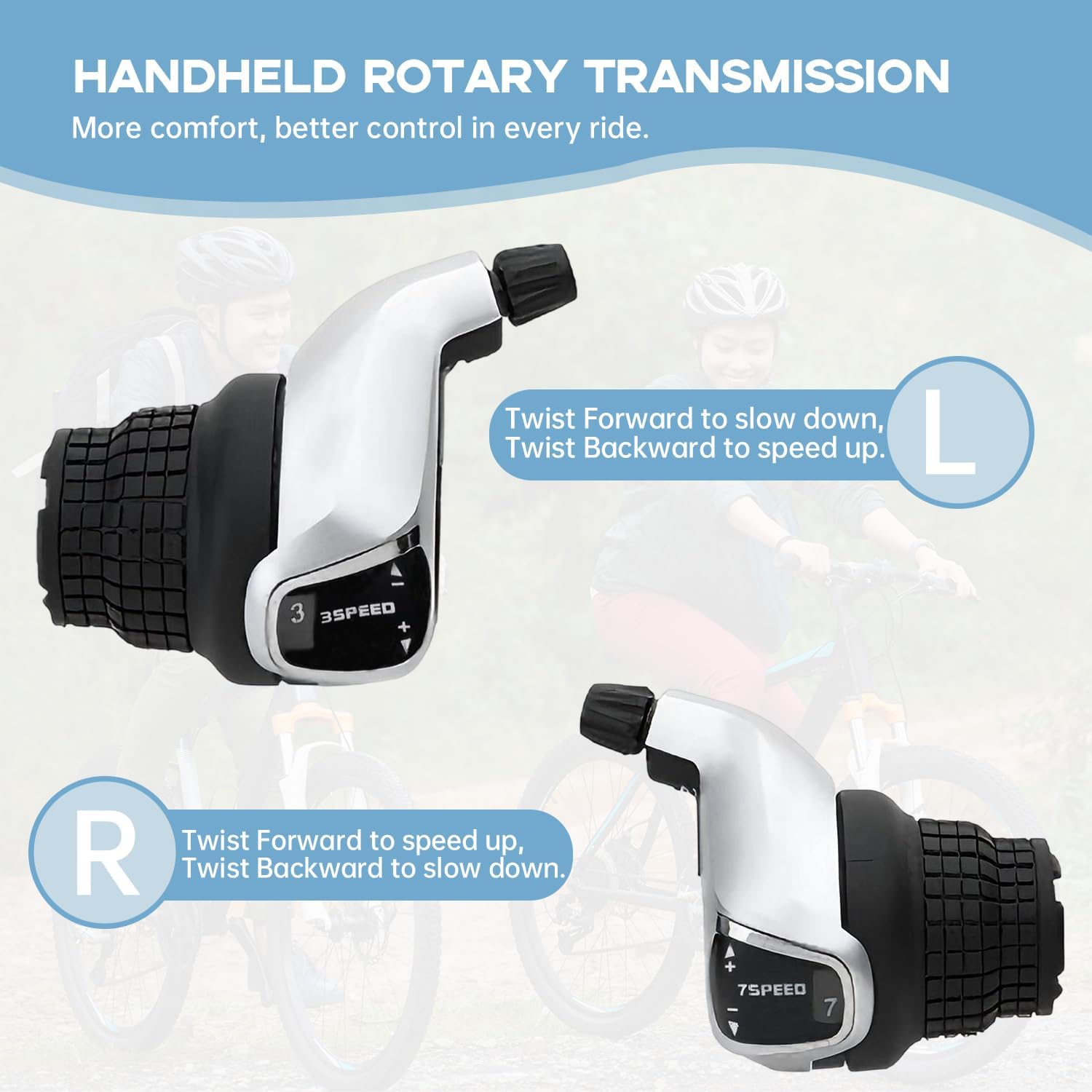 RS45-3x7 21 Speed Grip Shifter Set with Gear Indicator Bike Shifter | RS45-3x7 21 Speed Grip Shifter, Gear Indicator, Left 3 Right 7 Speed, MTB Bicycle Parts, 22.2mm Handlebar