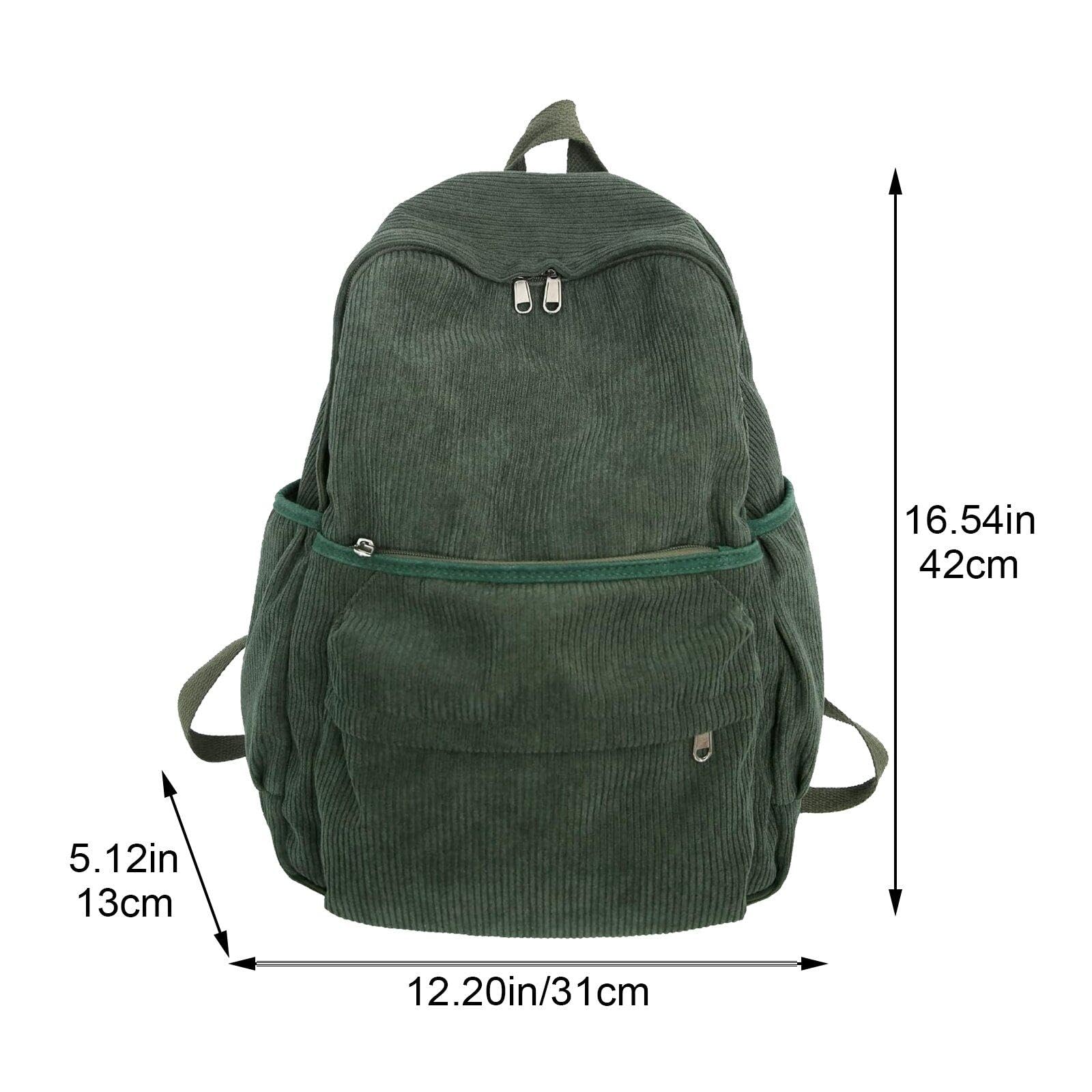 Corduroy Backpack Large Aesthetic Book Bag for Teens Large
