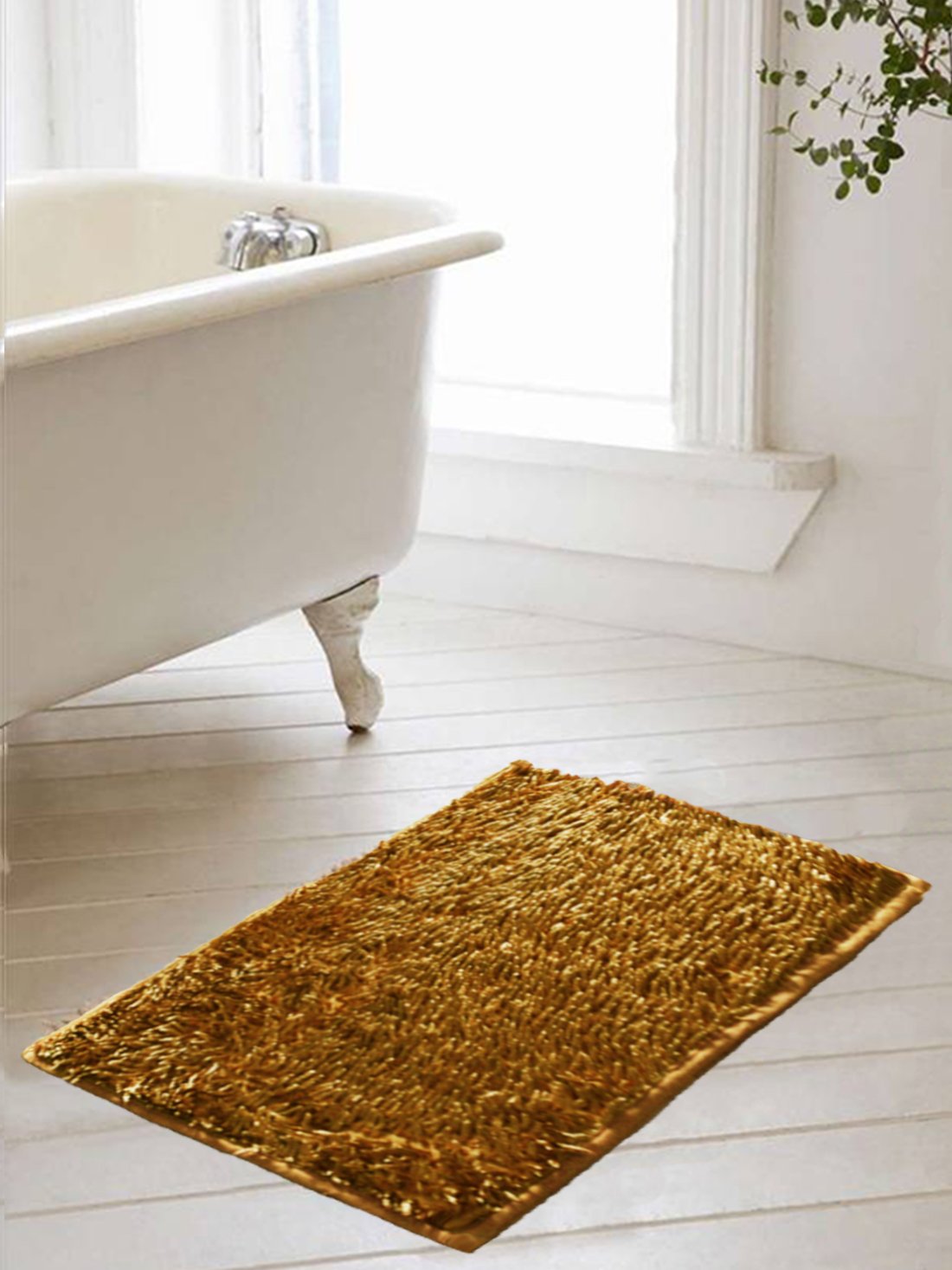 Home Candy Coral Collection Modern Polyester Mat - 16" x 24", Gold