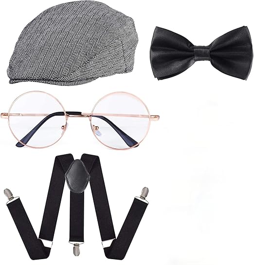 Beelittle 1920s Men Costume Accessories Old Man Costume Grandpa Cosplay Set